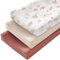NacoMoco Wickelauflagenbezug aus Musselin, 100 % Baumwolle, extra weich, Wickeltischbezug, für Babys, Jungen und Mädchen, 3 Stück (Ginkgo, Beige, Ziegelrot)