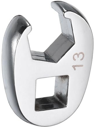 sourcing map Drive Crowfoot Wrench 3/8 Drive 13mm Metric Fractional Crowfoot Flare Nut Wrench 40Cr Chrome Plated Open End Crowfoot Wrench for Mechanics Automotive Repair Work