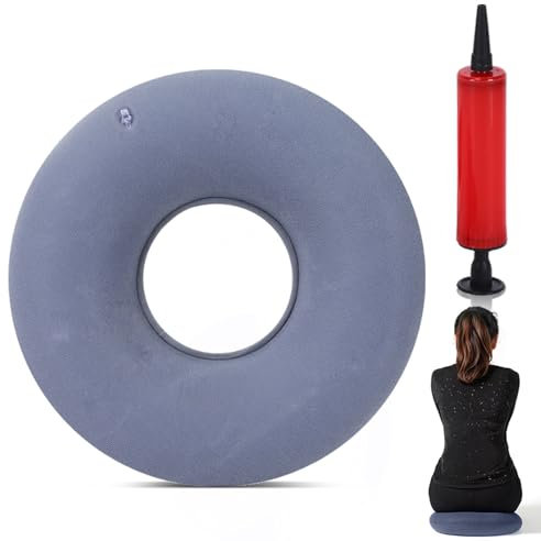 LZYDKH Hämorrhoiden Sitzkissen, Sitzring Nach Op Steißbeinkissen Aufblasbar Ringkissen mit Pumpe Donut Kissen Sitzkringel für Entlastung Steißbein Steißbeinschmerzen(Grau)