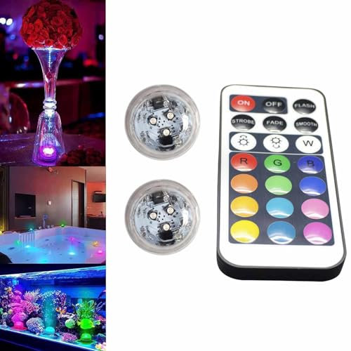 Mini luci a LED sommergibili con telecomando, piccole candele subacquee impermeabili IP67, luci d'accento RGB multicolore senza fiamma, funzionamento a batteria, per vaso, piscina, stagno, auto, luci