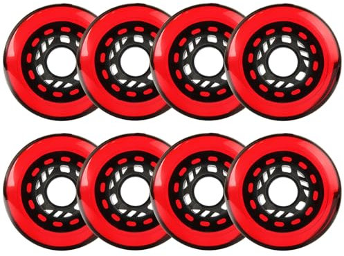 JCCHT Ersatzräder für Inlineskates für drinnen und draußen, 90A, Rollerhockey-Blade-Skate-Räder, 72 mm, 76 mm, 80 mm Durchmesser, 8er-Pack,Rot,80mm