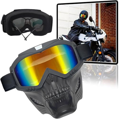 WLXW Taktische Schutzbrille Mehrzweckbrille Totenkopf-Mundschutz Offroad-Rennen Outdoor Windschutz(C7)