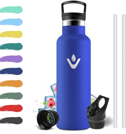 Thermosflasche Kinder 500ml, Wasserflasche Kohlensäure Geeignet, Doppelwandige Vakuumisolierte, Auslaufsicher Trinkflasche Edelstahl mit Strohhalm, BPA-Frei, für Sport, Reisen, Sprudel, Outdoor