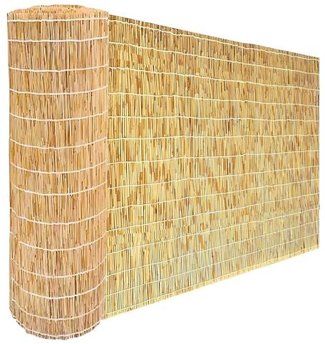 Balkon Schilfrohr-Zaun Sichtschutzmatte Schilfmatten Sichtschutz mit 100 Zip Ties 120x600 180x600 80x600 100x600 Bambuszaun Roll Dekoration for Gartenzaun(Natürliche weiße Linie)