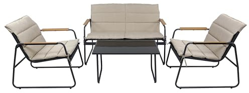 VCM 4-piece set lounge garden furniture set garden set seating group balcony furniture seat cushions Cream
