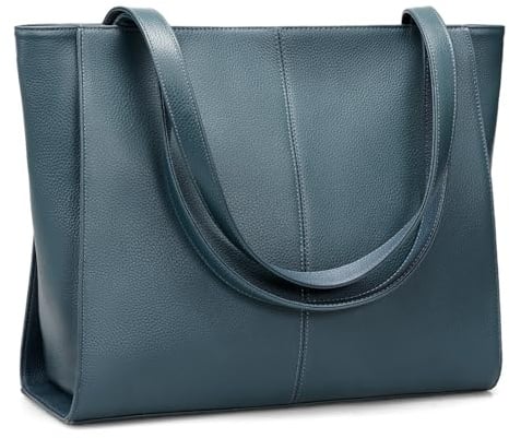 befen Echtleder Handtasche Damen Groß Shopper Tasche mit 14 Zoll Laptopfach | Mode Leder Tote Bag Schule Arbeit Freizeit Henkeltasche mit Reißverschluss