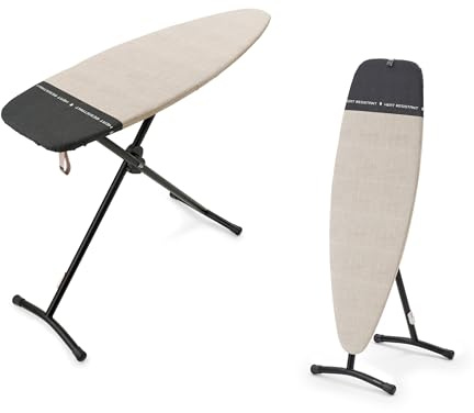 Brabantia Steam and Ironing Board D, 135 cm x 45 cm (Denim Grey), 2 in 1 Large Ironing Board Ideal for both Steaming and Pressing, with Heat-Resistant Rest Area