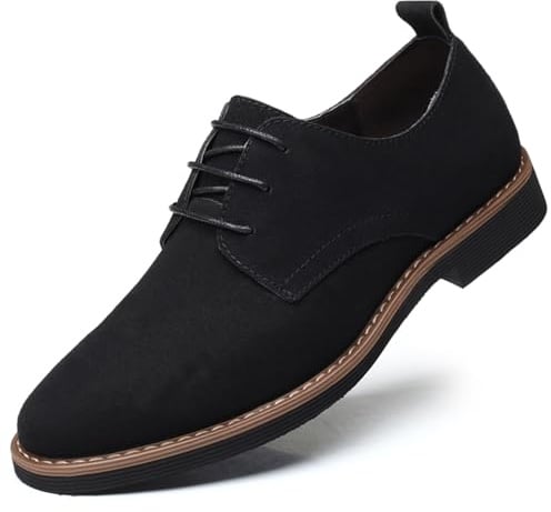Mens Suede Shoes Dress Oxfords Shoes Lace Up Classic Derbys Brogues Wedding Shoes Black 9