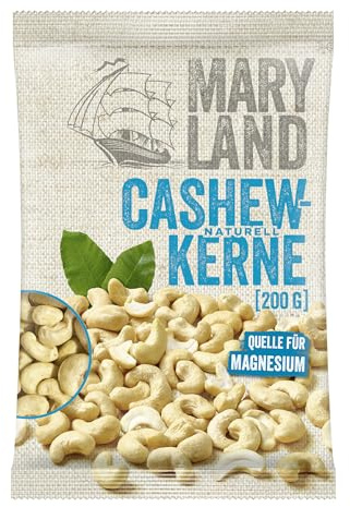 Maryland Cashewkerne Beutel 200g – Cashewkerne naturbelassen, vegan, frei von künstlichen Aromen, ohne Zusatzstoffe – Im praktischen Format genießen (1 x 200g)
