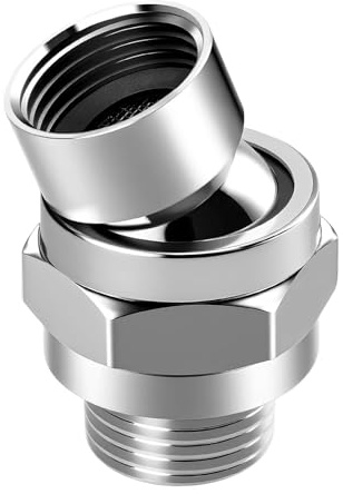 Voolan Solid Metal Shower Head Swivel Ball Adapter, Adjustable Pivot Ball to Adjust Showerhead Angle, Universal Connector Joint Fits Fixed Hand Held Rain Shower Heads Extension Component