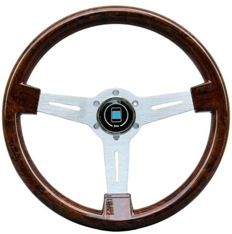 Rennlenkrad 14-Zoll-Universal-Sportlenkrad Aus Klassischem Holz Autozubehör(Silber)