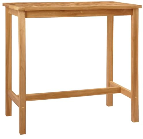 vidaXL Bartisch Natur 110 x 60 x 105 cm Massiv-Teak