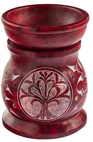 Saraswati Aromalampe Baum des Lebens Speckstein rot 6x8cm