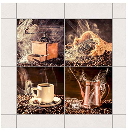 Bilderwelten Fliesenaufkleber Fliesen-Deko Kaffee - Dampf 10 x 10cm Set 4teilig