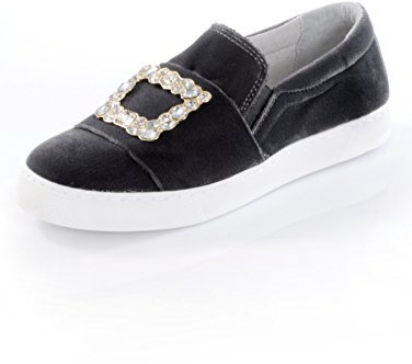 Alba Moda Damen Slipper in trendaktueller Samt-Optik 37