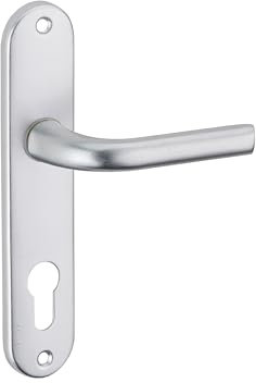 THIRARD - Ensemble de poignées pour porte d'entrée Leto trou de cylindre, carré 7mm, entr'axes 165mm, argent