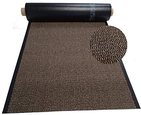 MERTEX Schmutzfangläufer Meterware 90 cm braun-schwarz meliert- Schnittkanten mit Randprofile (90 x 500 cm, braun)