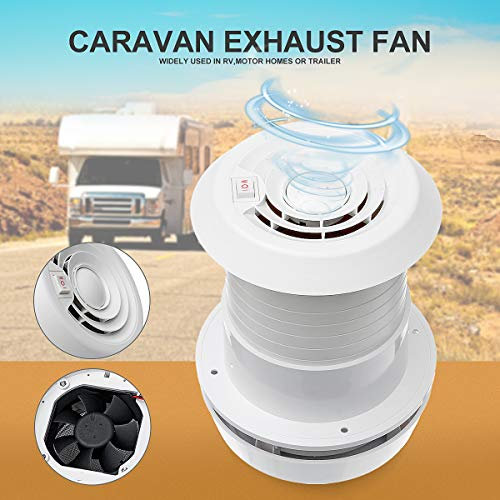 MASO Ventilador de escape para coche de 12 V RV autocaravana ventilación de ventilación de ventilación de ventilación de escape silencioso ahorro de energía (carcasa de ventilador + ventilador)