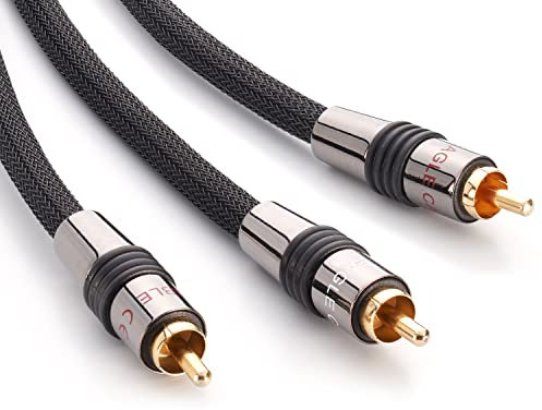 Inakustik Deluxe - Cable subwoofer en Y para graves potentes y dinámicos gracias al alto contenido de cobre, 2 capas de blindaje, conector de metal con pantalla trenzada 3 m Negro