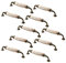 Set of 10 NUZAMAS Vintage Ceramic Cabinet Door Handles, Furniture Drawer Handles, Zinc Alloy, 148mm Long, Kitchen Cabinet Wardrobe Knobs Bars, Center to Center 128mm