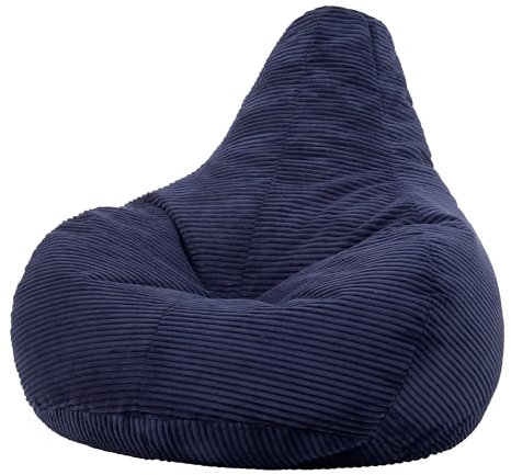 icon Dalton Cord Recliner Bean Bag, Navy Blue, Large Adult Bean Bag Chair with Filling Included, Comfy Chair, Living Room Furniture, Bedroom Furniture