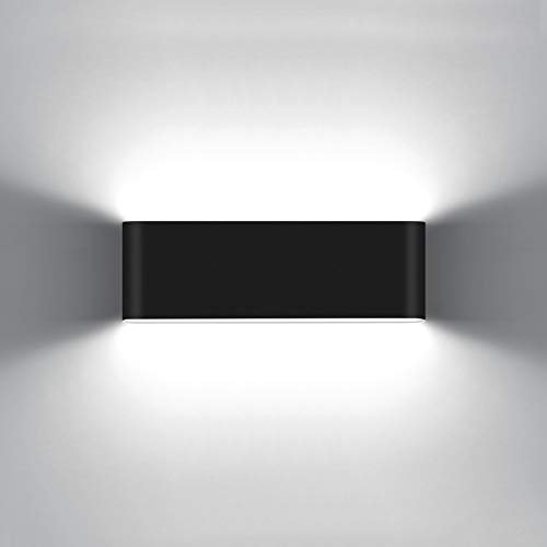 KAWELL 20W Modern Wandlampe LED Wandleuchte Up Down Aluminium Wandbeleuchtung Wasserdicht IP65 Innen Außen für Schlafzimmer Badezimmer Wohnzimmer Flur Treppen Korridor, Schwarz 6000K