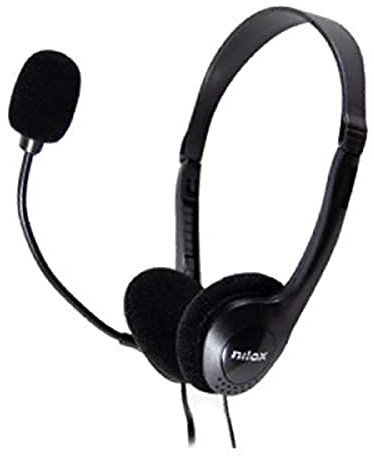 Nilox, Cuffie con Connettore USB, Cuffie PC per la Scuola e l'Ufficio, Cuffie Leggere con Presa USB, Cavo Lungo 1,8 m per il Massimo Comfort, con Pulsante per Contorllo del Microfono