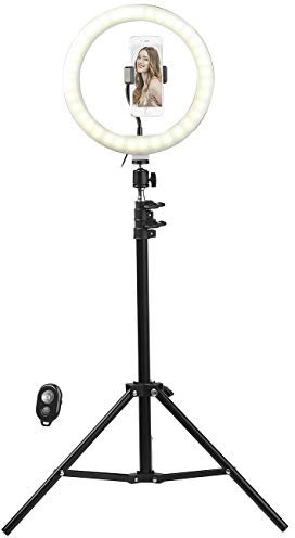 Somikon LED-Ringlicht, Handy-Halter, Stativ, Fernauslöser, Ø 10 / 25 cm