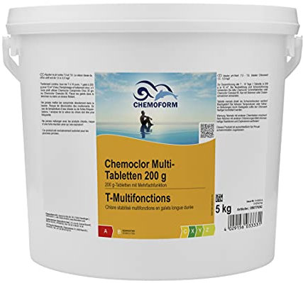 Chemoclor Multi - Tabs 200 g 5in 1 langsamlösliche Chlortabletten Pool Desinfektion 5 kg (1 Eimer)