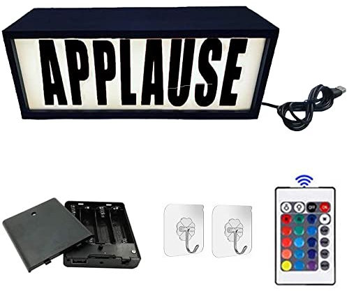 Applause Händeklatschende Neonlichterbox zum Aufhängen an der Wand, für Kino, Heimbeleuchtung, LED-beleuchtetes Schild, batterie- und USB-betrieben, mit Fernbedienung und Haken, viele