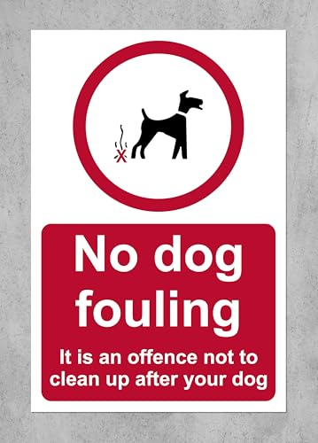 No dog fouling it is an offence not to clean up after your dog Safety sign - 1mm Plastic sign (300mm x 200mm)