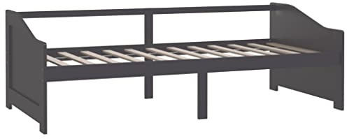 vidaXL Kiefernholz Massiv Tagesbett 3-Sitzer Sofa Bett Gästebett Schlafsofa Bettsofa Sofabett Holzbett Massivholzbett Bettgestell Dunkelgrau 90x200cm