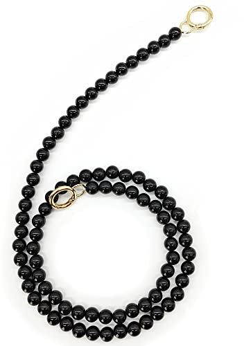 HAOBIN Perle Griff Kette Taschenkette Perle Korn Kettenriemen Taschenhenkel Kette Tasche Griff Ersatz TascheKette Dekoration Kette Schultergurtkette Ersatz Damentaschenkette (Schwarz, 100cm)