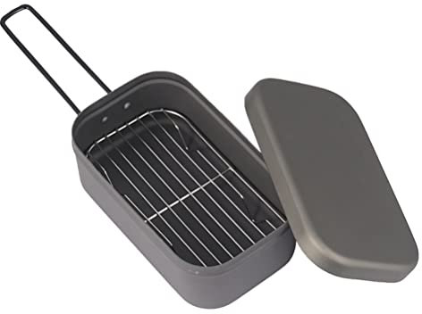 Alluminio 800ML Campeggio Bento Box Militare Camping Cookware Kit Contenitore Pranzo con Rack A Vapore Set per Picnic Escursionismo Pesca Cottura All'aperto
