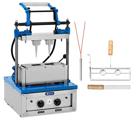 Royal Catering RC_WMS_14 - Piastra per waffle 100-120 waffle/h 74 x 124 mm 2400 W per waffle gelate