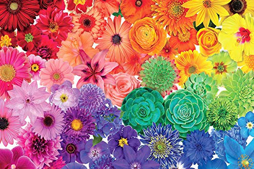 Puzzle 1000 Teile Erwachsene, Jigsaw Puzzle Blumen mit Buchstaben auf Rückseite, 75X50 cm Einfache Klassische Puzzles Geschenk für Geburtstag Weihnachten Halloween Valentinstag (Blumen)