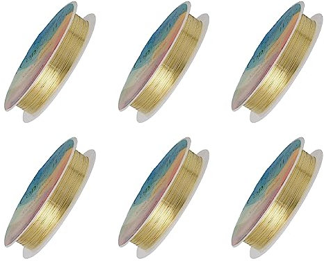 FINGERINSPIRE 6 Roll Jewelry Wire for Jewelry Making 51.5m(28/26/24/22/20/18 Gauge)Light Gold Copper Jewelry Wires Tarnish Resistant Craft Beading Wire for Ring and DIY Jewelry Making Supplies