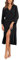 Lovasy Dressing Gowns for Women UK Long Women's Robe Soft Ladies Kimono Dressing Gowns Lightweight Knit Bath Robes for Women Loungewear Nightwear with Pocket for All Seasons,Black,M