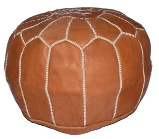 Marrakech Accessoires Pouf Orientalisches Sitzkissen arabisches Bodenkissen aus echtem Leder handgefertigt rund Ø 50 cm