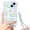 NITITOP Coque pour iPhone 15 Transparente Fleur Mignonne Floral avec Chaîne Dragonne pour Filles Femmes Motif TPU Souple Antichoc Protecteur - Fleur Bleue