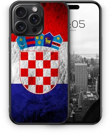 MUNIQASE Kroatien Splash Flagge - Silikon Hülle für iPhone 15 Pro - Kroatische Schutzhülle Handyhülle Case Cover