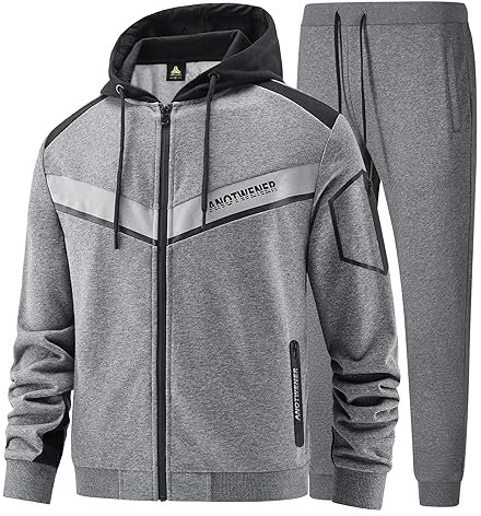 W JIANWANG Survêtement de sport et de fitness pour hommes, avec manches longues et fermeture Éclair, S