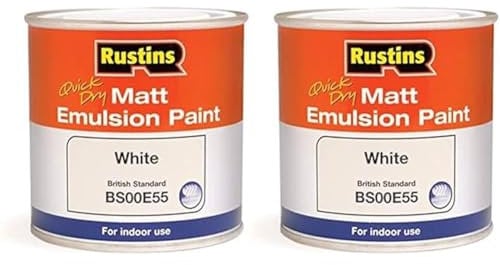 RUSTINS Matt Emulsion Paint White 500ml (Pack of 2)