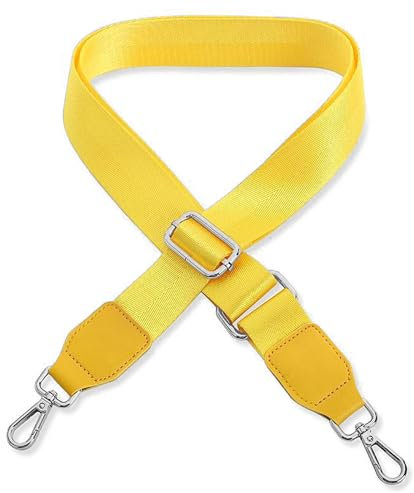 Schultergurt für Handtasche Laptoptasche - Gelb [Metallfarbe: Silber] - Länge verstellbar 89-142 cm - Breite 3,8 cm - Ersatz Gurt Band Schulterriemen Strap Umhängegurt für Laptoptasche