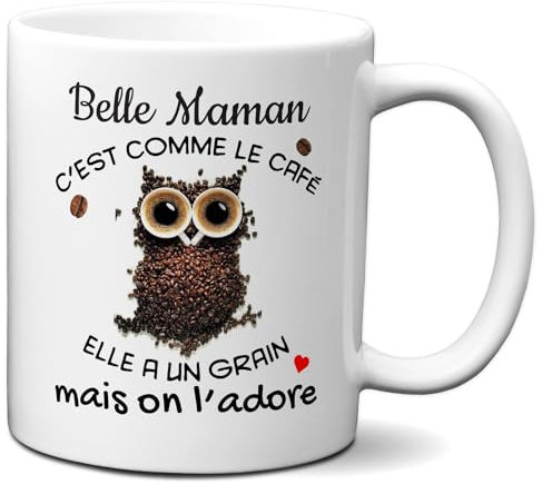 Tasse-Mug Cadeau - Belle Maman c'est comme le Café elle a un Grain- Idée Cadeau Humour Maman Original Anniversaire Fête de Mères
