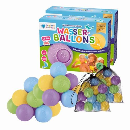 ImagiNew 24 Stück wiederverwendbare Wasserbomben | Der ultimative Sommerspass, einfache Anwendung ohne Zuknoten, selbstschliessend | Wasserspielzeug für Kinder und die ganze Familie