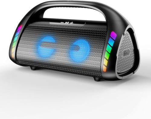 LFS Bluetooth Speaker,100W RMS Loud Speakers Bluetooth Wireless with Deep Bass, Power Bank, LED Lights, IPX6 Waterproof, 30H Playtime, Portable Outdoor Speaker Boombox for Camping,Beach, Party