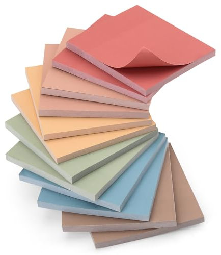 YISAN 600pcs Haftnotizen 76x76, Sticky Notes 12 Pads Selbstklebende Haftnotizen, Pastell-Vintage-Farben, Haftnotiz-Pad, 50 Blatt/Pad, 71112