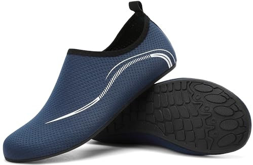 BARFULKER Badeschuh Damen Herren Wasserschuhe Neoprenschuhe Strandschuhe Aquaschuhe Surfschuhe Schwimmschuhe Wassersportschuhe Barfuß Schuhe Leicht Hausschuhe. Blau, 39 EU