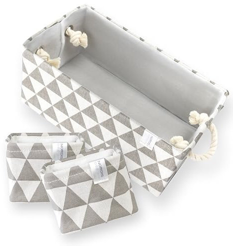 NORDIS DESIGN Aufbewahrungskörbe 3er Set Niclas, faltbare Aufbewahrungsbox aus Stoff als Aufbewahrungskorb, Bad Organizer Box, Aufbewahrung Wickelkommode, Schubladen Körbe & Schrankkorb beige